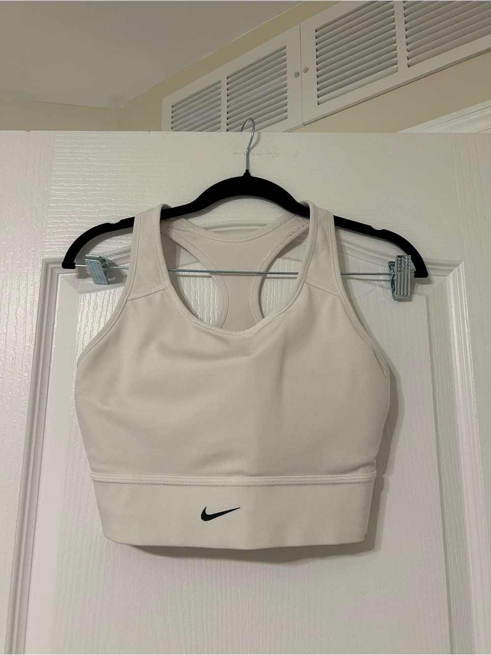 Nike Women's LongLine  White Sports Bra - Supportive Racerback